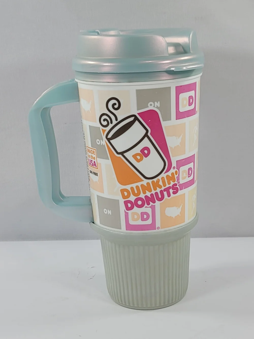 Dunkin Donuts Whirley Mug Cold/hot Travel Mug With Lid, Light Blue